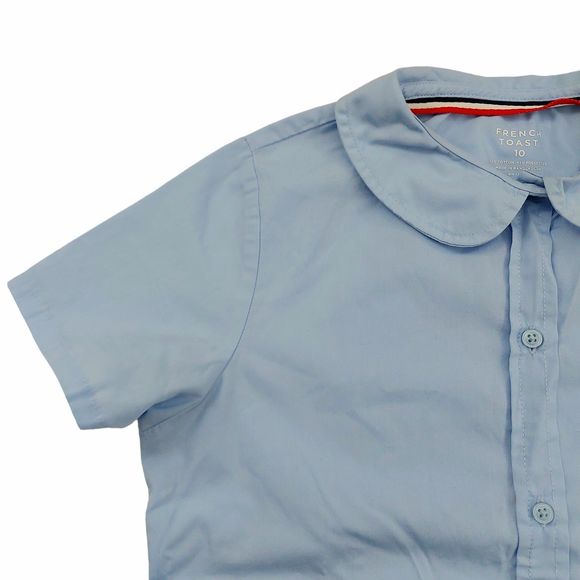 French Toast Girls School Uniform Shirt 10 Blue Button Up Short Sleeve Collared - Picture 4 of 9